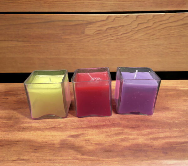 Square Glass Candle Pack of 3